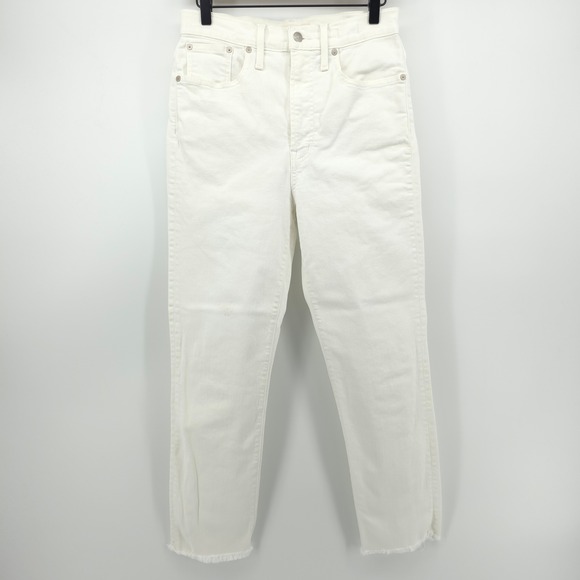 Madewell Denim - Madewell The Perfect Vintage Crop Womens Jean Size 28 White Raw Hem High Rise